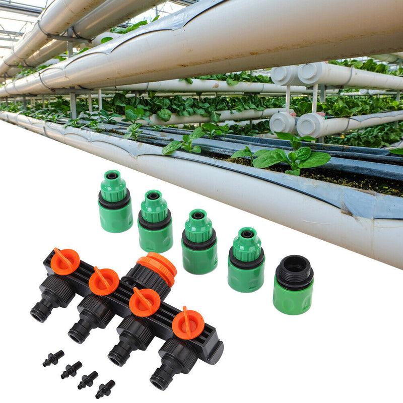 4 Way Hose Splitters Automatic Watering Pipe Linker Timer Garden Irrigation