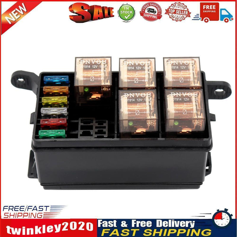 Universal 12V Car Marine 6-Way Relay+ 6-Slot ATO/ATC Blade Fuse Holder Box Newly