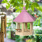 Garden Window Wooden Birdhouse Parrot Cage Bird Seeds Food Feeder (Pink)