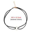 Hippy Velvet Chain Round Ring Choker Leather Necklace Minimalist Jewellery