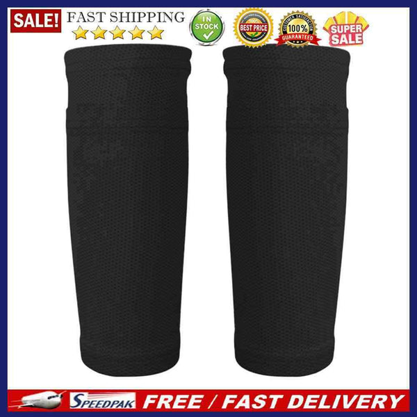 1 Pair Soccer Protective Socks Shin Pads Shin Guard with Pocket (Black M)