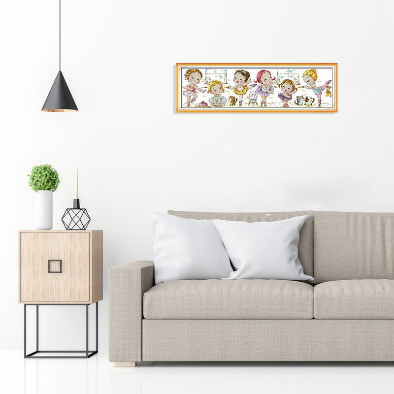 14CT Stamped Cartoon Embroidery Canvas Cross Stitch (K950 Ballet School)