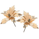 Home Decoration Poinsettia Xmas Gift Glitter Ornament Christmas Tree Flowers