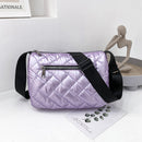 Women Nylon Thread Handbag Winter Korean Fashion Pure Color Top-handle Bags