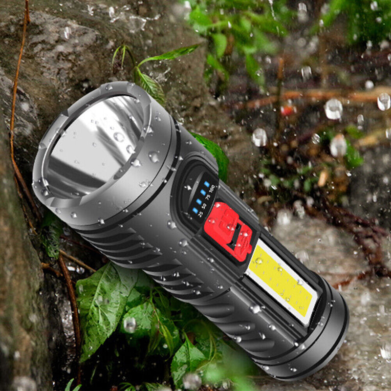 XPG+COB Rechargeable Torch Warning Lantern for Outdoor Camping Hiking Fishi