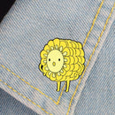 Cartoon Smile Face Brooch Cereals Sunflower Jacket Lapel Pin Badge Decor
