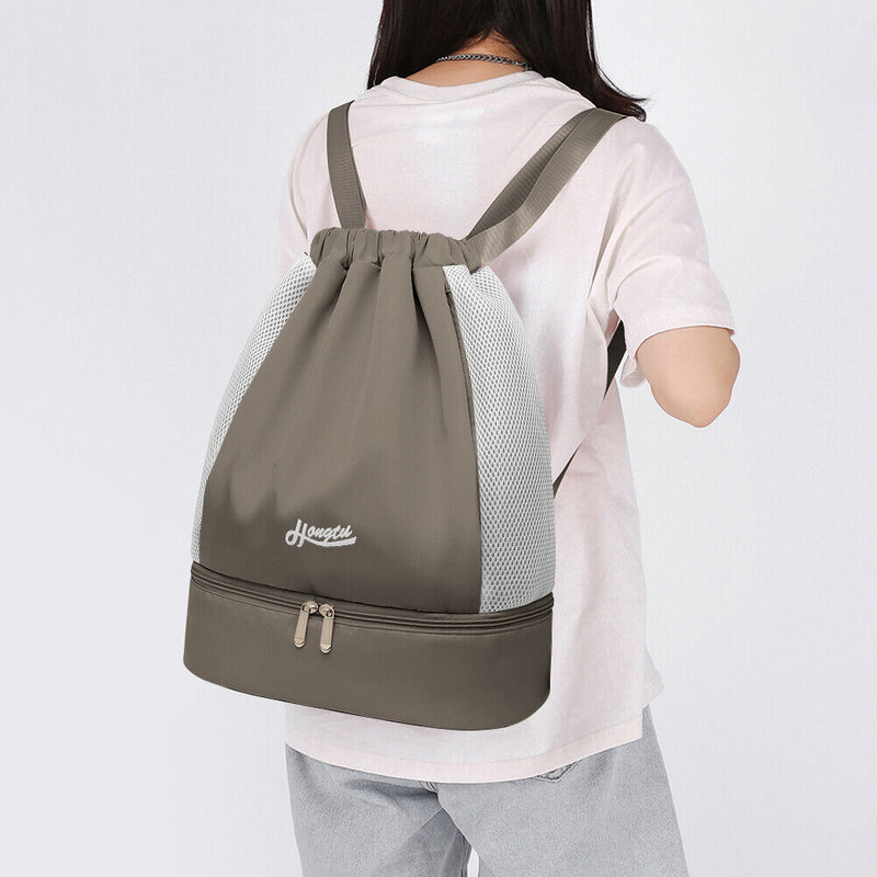 Drawstring Swimming Backpack Fitness Bag Waterproof Pool Dry Wet Bag (Gray)