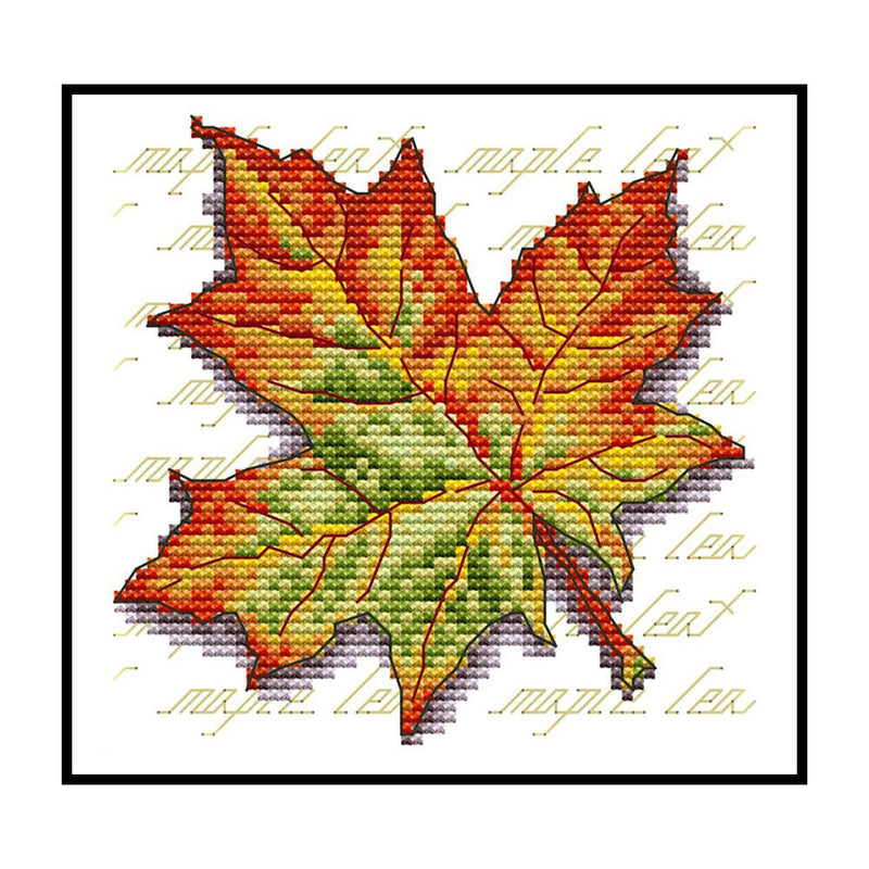 14CT Partial Cross Stitch Maple Leaf Counted DIY Kits Handmade Cotton Embroidery