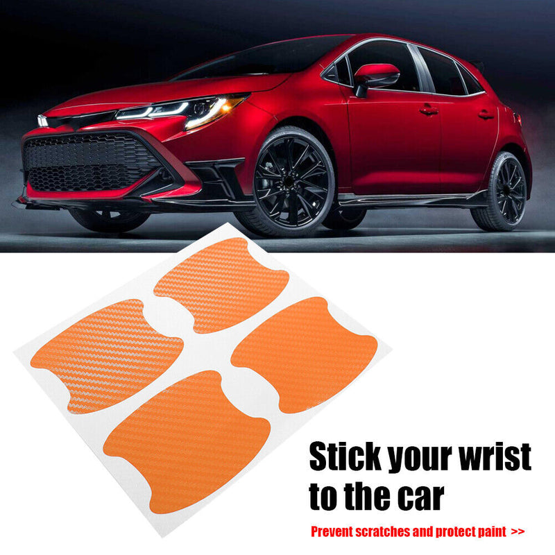 Carbon Fiber Car Exterior Door Handle Cup Protector Stickers Universal Set