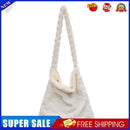Women Warm Plush Heart Pattern Handbags Large Shoulder Bag (A White)