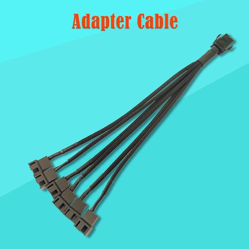 Computer Cooler Cooling Fan Splitter 6 PIN to 6x4PIN 12V Power Cable Wire