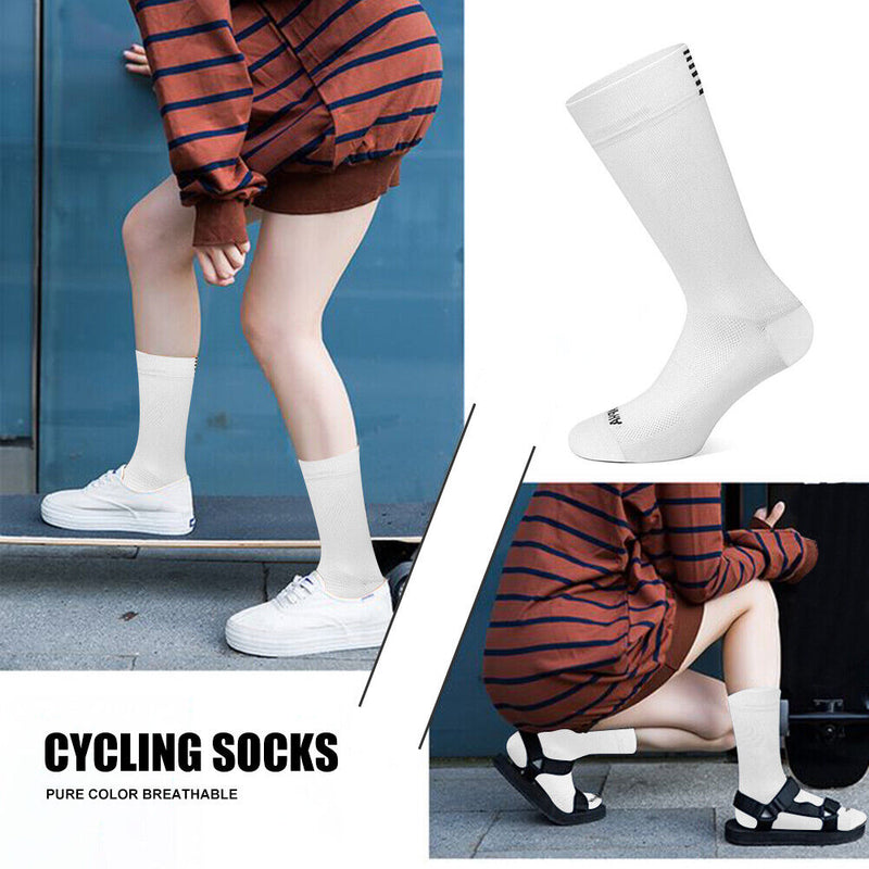 Compression Socks Men Women Sports Cycling Running Breathable Socks (White)