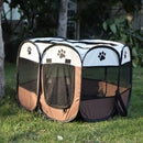 Portable Octagonal Pet Tent Folding Easy Operation Dog Fence Kennel (Brown)