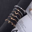 Chain Hollow Star Moon Bracelet Set Crystal Beads Stones Adjustable Bangle
