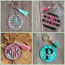 90PCS Clear Blanks Circle Discs Key Ring Pendant Acrylic Keychain Tassel