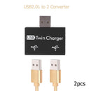 2pcs USB2.0 Male to Female Charger Dual 2 Port USB Splitter Hub Adapter