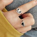 Creative Fashion Charm Tears Expression Ring Heart Finger chain Gift Jewelry