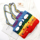 Gift Large Capacity Rainbow Knitted Tote Shoulder Bags Handbag Messenger Bag