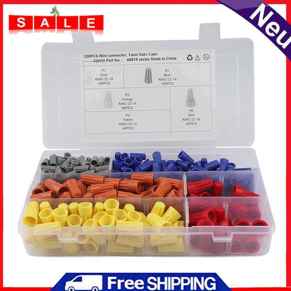 320pcs Assorted Electrical Wire Connectors Terminals Spring Insert Twist Nuts