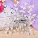 Bride Hair Comb Clip Crystal Rhinestone Flower Faux Beads Wedding Bridal Hair