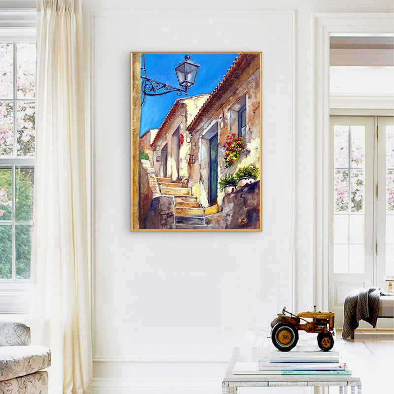 House Stairs Oil Paint By Numbers Kits DIY Handpainted on Canvas Wall Art