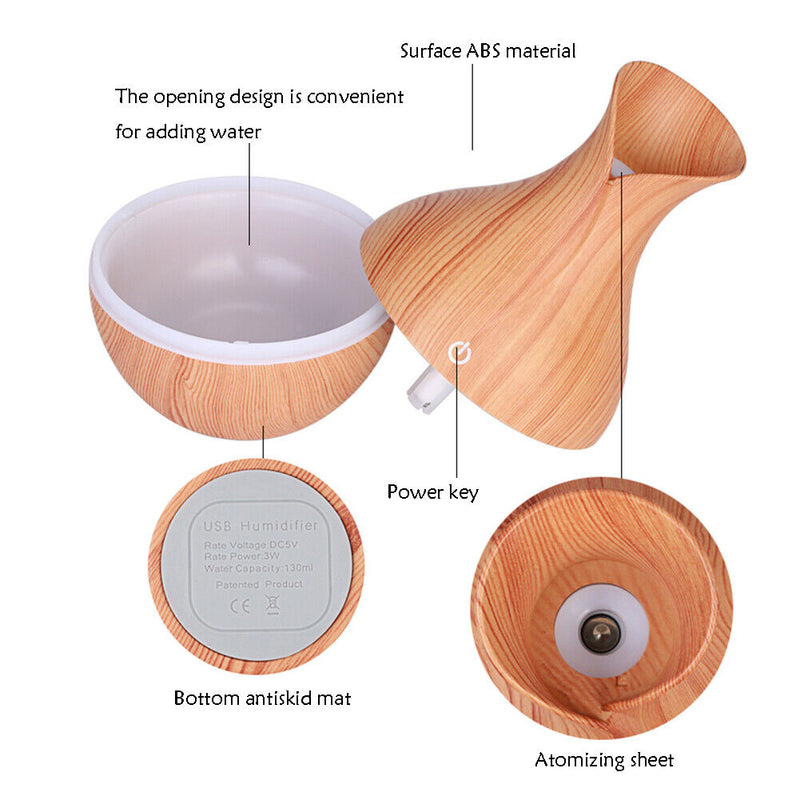 Ultrasonic Humidifier Fashion Bedroom Mini Electric Wood Grain Aroma Humidifier