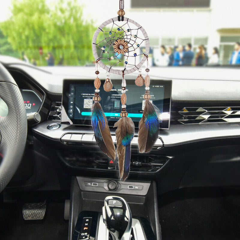 Feather Wind Chimes Dream Catcher Car Pendant Hanging Adornment Handmade Gi