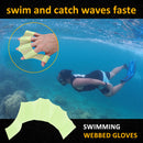 Finger Webbed Swim Gloves Fins Hand Web Flippers Training Paddles (Green M)