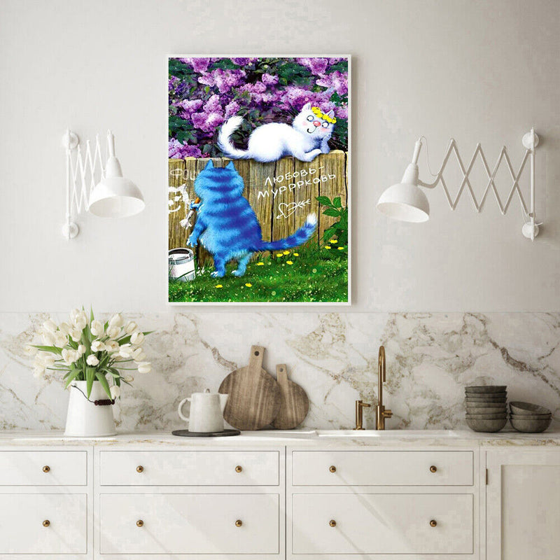 Oil Paint By Numbers Blue Cat Coloring Picture Digital Drawing