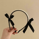 Retro French Temperament High-level Feeling Pressure Hair Bow Band Black H1W3