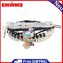 Lucky Hamsa Hand Blue Evil Eye Bracelets Bangles Multilayer (Black)