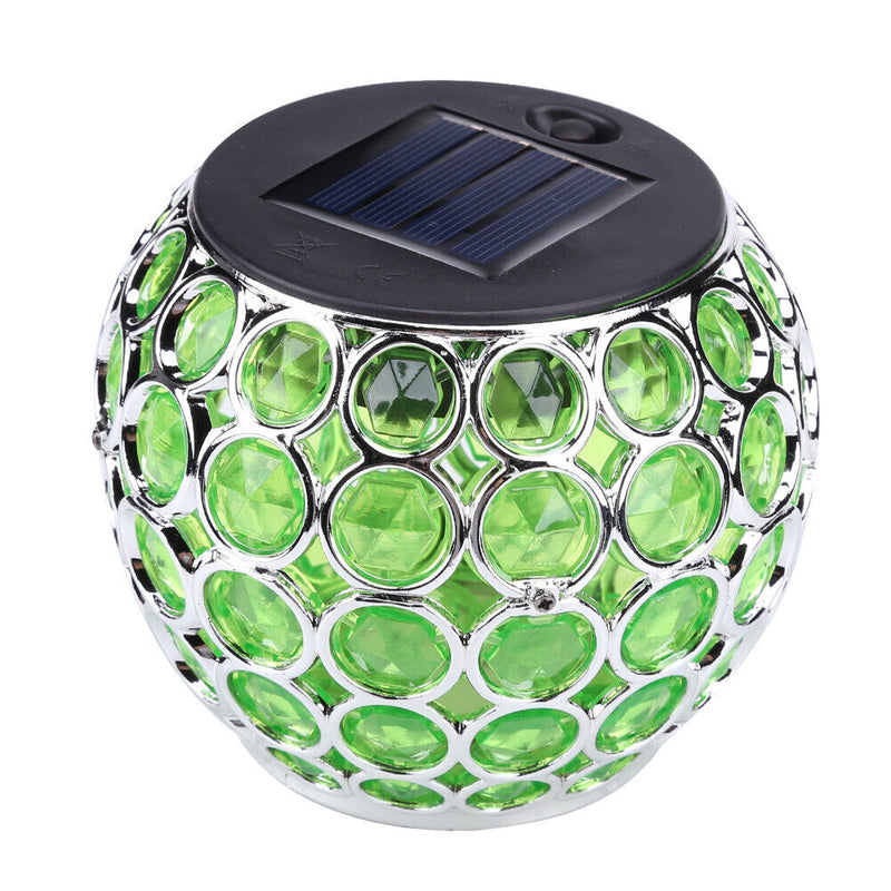 Solar LED Hollow Hanging Ball Light Outdoor Waterproof Garden Lamp (Green) Newly