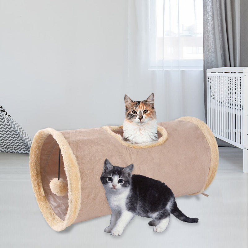 Cat Tunnel Funny Pets Kitten Indoor Play Tunnel Tubes Puzzle Toys (Grey)