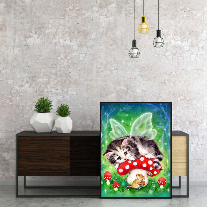Cat Mouse Colouring Oil Canvas Pictures DIY Hand Painted Paint By Numbers Kit