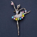 Dancing Ballet Ballerina Brooch Pin Clear AB Crystal Silvertone Fashion