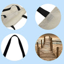 LI Q P R Beach Landscape Shopping Bag, Printed, Casual, Large Capacity,