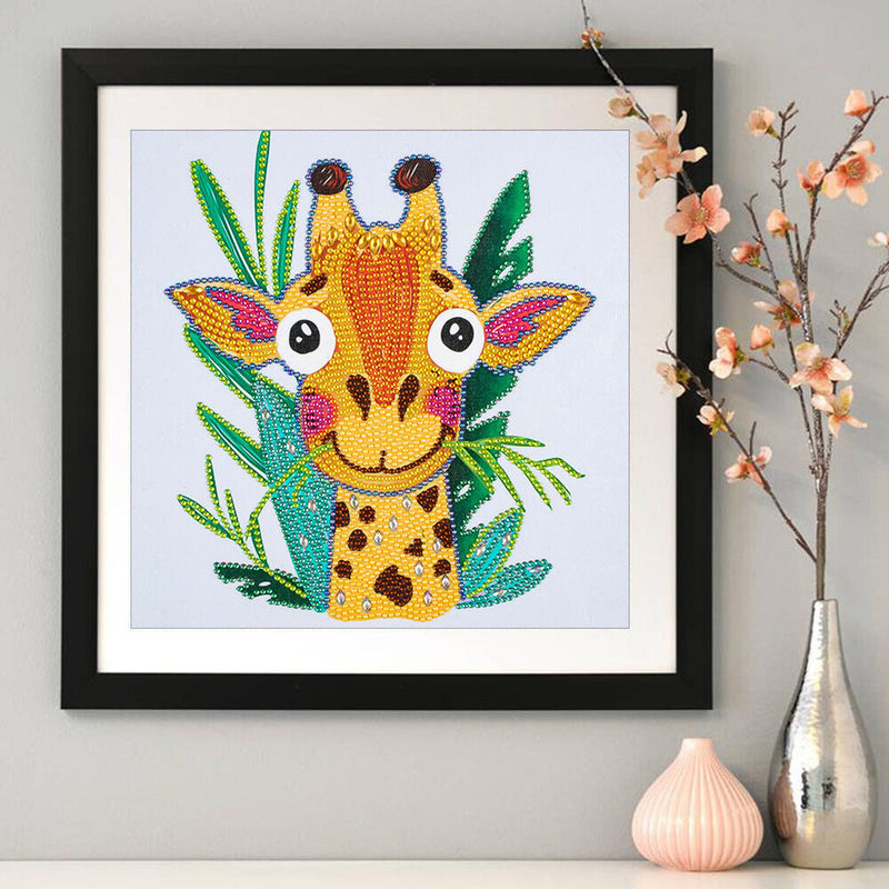 Partial Special Diamond Painting Cartoon Giraffe Head Rhinestone Mosaic Picture