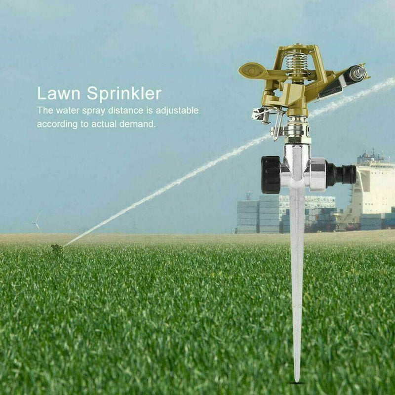 Water Sprinkler Garden Lawn Impulse Metal Spike Grass Hose 360 Degrees K1F9