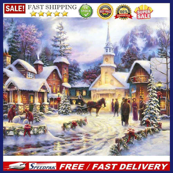 5D Full Round Drill Drawing Picture Snow Scene Diamond Painting Room Orname