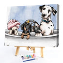 Oil Paint by Numbers Bathtub Dog Canvas Artwork Living Room Picture Decorat