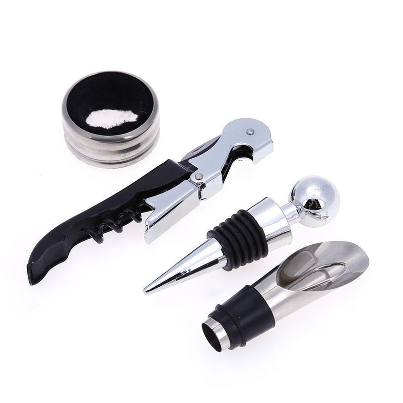 4pcs/set Red Wine Opener Stainless Steel Pourer Wine Ring Bottle Plug
