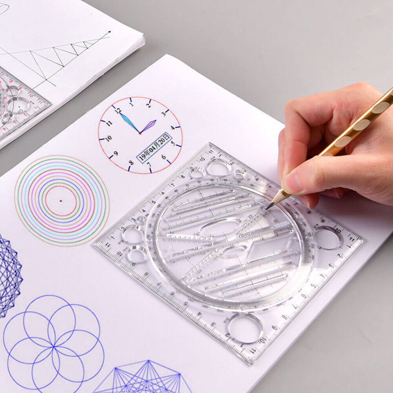 Rotating Drawing Ruler Student Mathematical Stereo Geometry Art Design Template