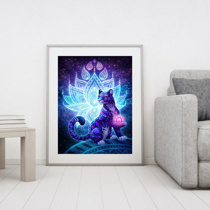 Purple Leopard Oil Paint By Numbers Canvas Drawing DIY Hand Painted Wall Cr