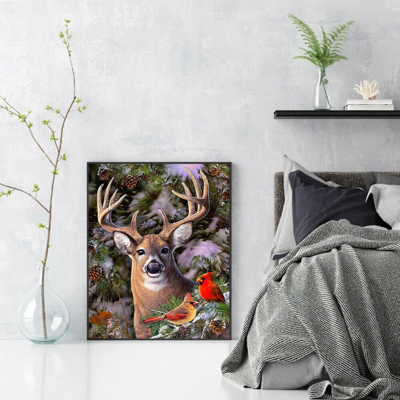 11CT Full Cross Stitch Elk and Cardin DIY Printed Wall Art Craft Home Decor