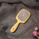Wide Teeth Air Cushion Comb Scalp Massage Salon Hair Brush (Yellow white) Newly