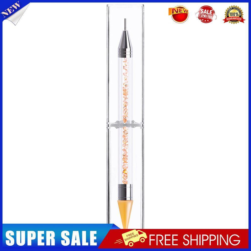 Dual Heads Dotting Wax Pen Point Drill Picker Nail Art Stud Dotter (Yellow)