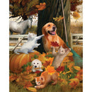 #A Cat Dog in Autumn Oil Paint By Numbers Kit Frameless Drawing Picture Art Deco