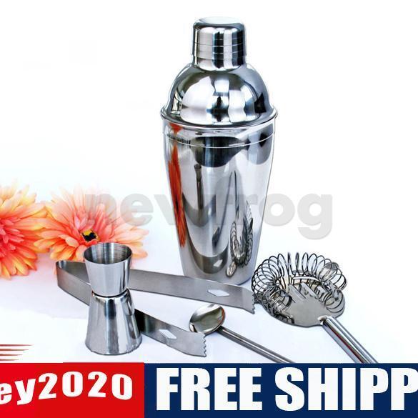 5Pcs Stainless Steel Cocktail Shaker Mixer Drink Bartender Kit Bars Set Too