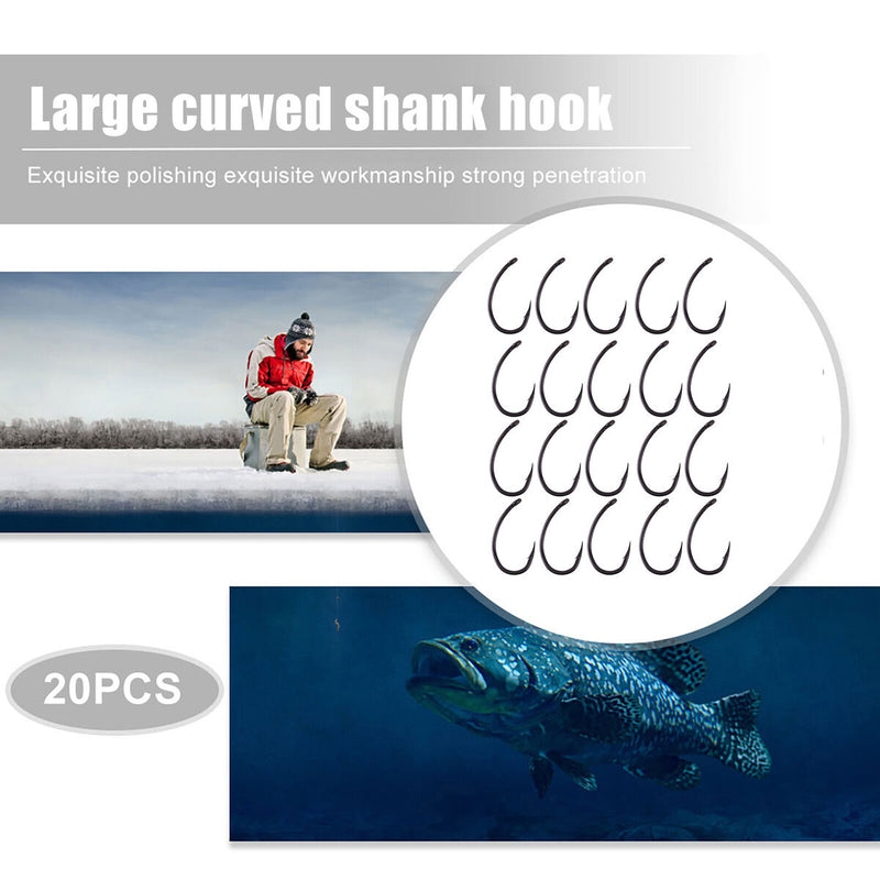 Carp Fishing Hooks, High Carbon Steel Bait Jig Fish Hooks with Sharp Barb, 20pcs