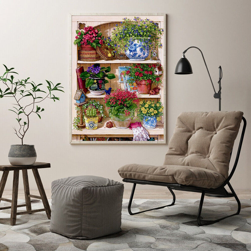 Painting By Numbers Kit DIY Flower Rack Hand Painted Canvas Oil Art Picture Gift